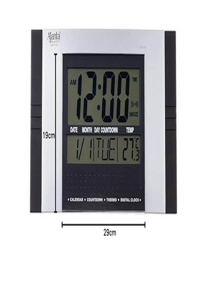 Ajanta Quartz Plastic Rectangle Digital Alarm Wall Clock (29 cm x 19 cm x 2.5 cm, Black, ODC 70) - Image 4